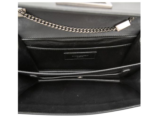 Saint Laurent Borsa a tracolla Metropolis in pelle liscia nera con catena Nero - vista 4