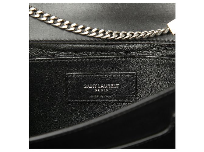 Saint Laurent Borsa a tracolla Metropolis in pelle liscia nera con catena Nero - vista 5