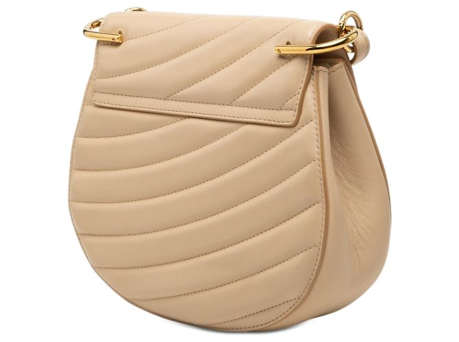 Chloé Borsa a tracolla Drew Bijou in pelle trapuntata beige Small - vista 2