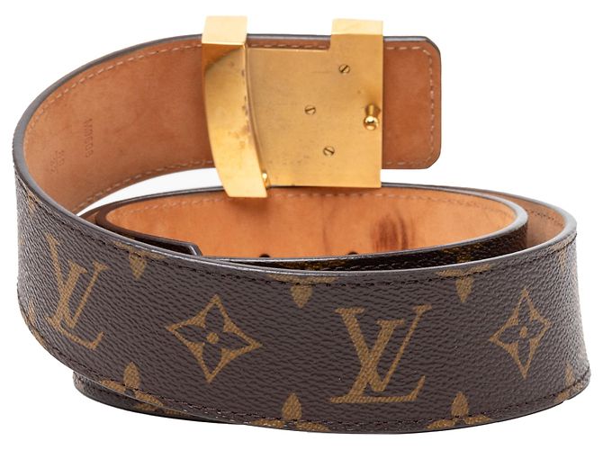 Cintura reversibile Louis Vuitton Monogram Initiales marrone - vista 3