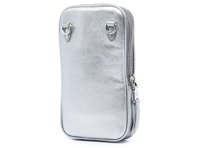 Portacellulare a tracolla Miu Miu Silver Matelasse Metallic Nappa Argento - vista 2