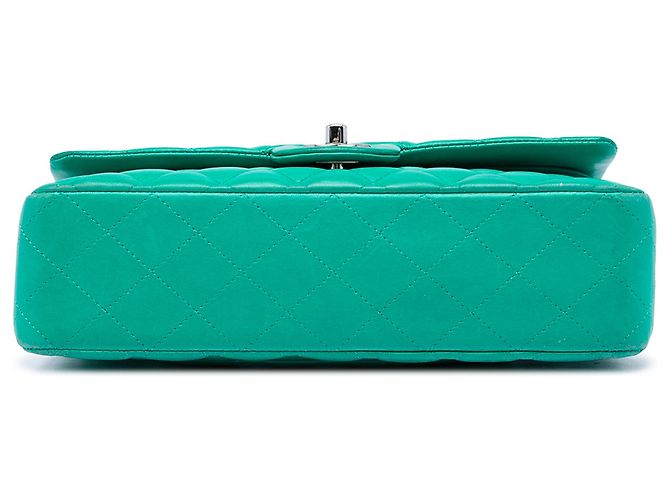 Chanel Green Medium Classic Lambskin Double Flap Verde - vista 3