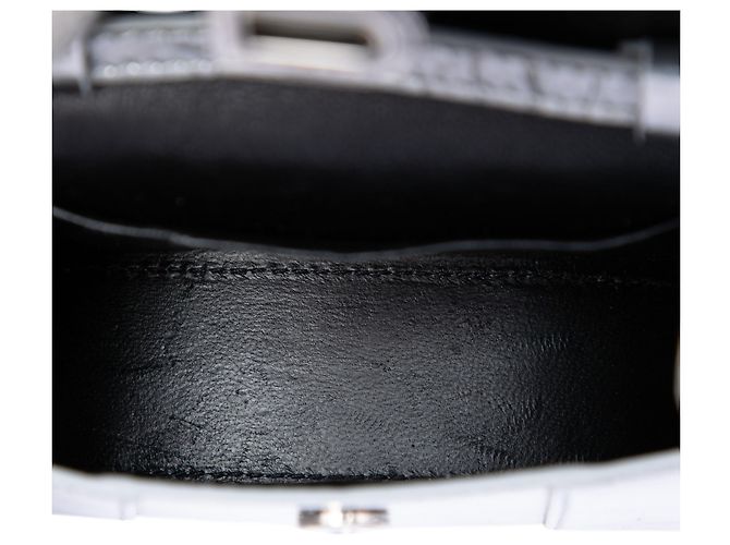 Bolsa Balenciaga Silver Mini Metallic Croc Embossed Calfskin Hourglass Top Handle Bag Prata - vista 4