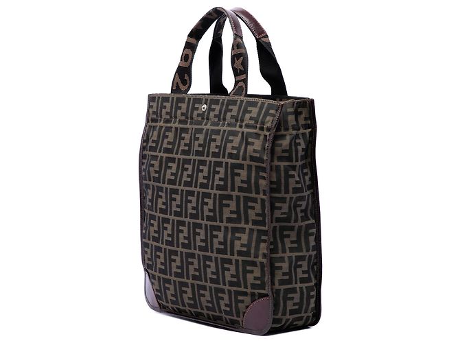 Fendi Shopping Tote aus braunem Zucca Canvas - Ansicht 2