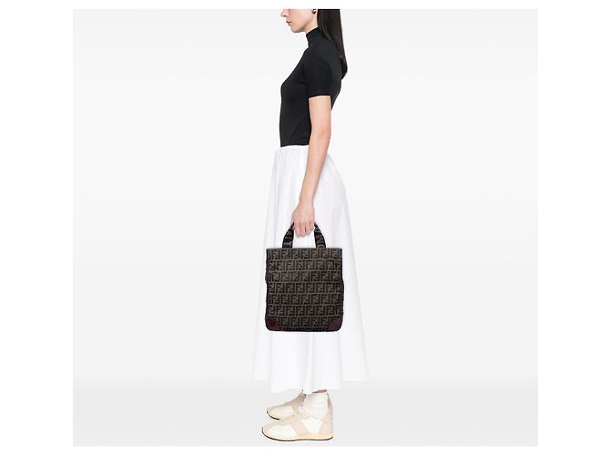 Fendi Shopping Tote aus braunem Zucca Canvas - Ansicht 6