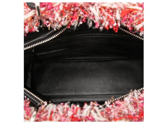 Lady Dior in tweed cannage rosa con frange, grande - vista 4