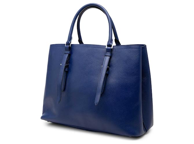 Borsa Prada Blue Medium Saffiano Cuir Double Handle Blu scuro - vista 2