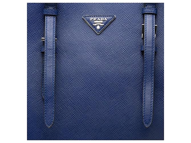 Borsa Prada Blue Medium Saffiano Cuir Double Handle Blu scuro - vista 6