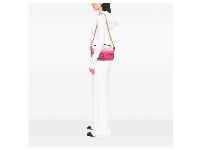 Borsa Valentino Pink Medium Calfskin VLogo Loco Rosa - vista 6