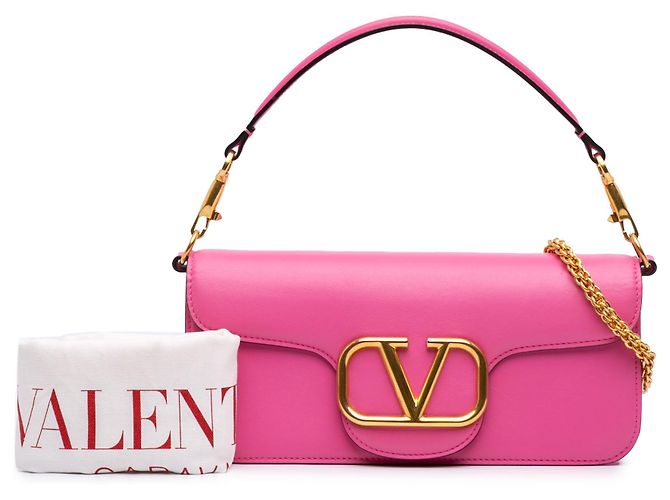 Borsa Valentino Pink Medium Calfskin VLogo Loco Rosa - vista 7