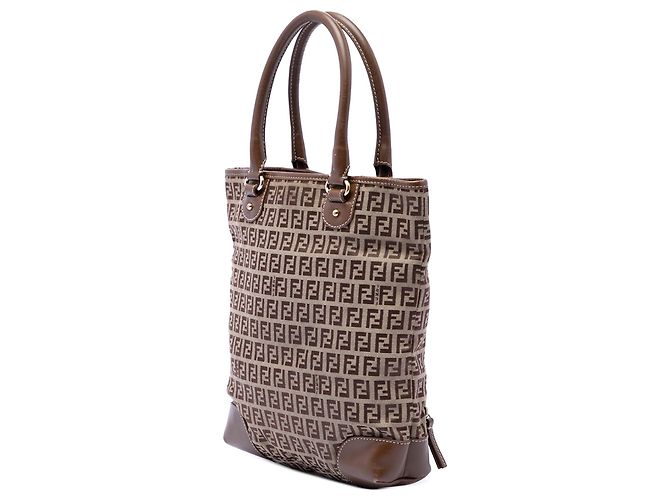 Fendi Beige Zucchino Canvas Chef Front Pocket Shopping Tote - Ansicht 2