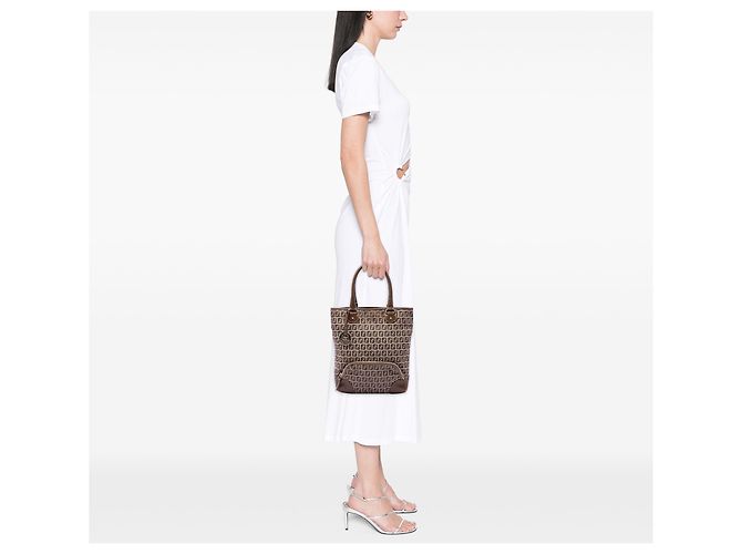 Fendi Beige Zucchino Canvas Chef Front Pocket Shopping Tote - Ansicht 6