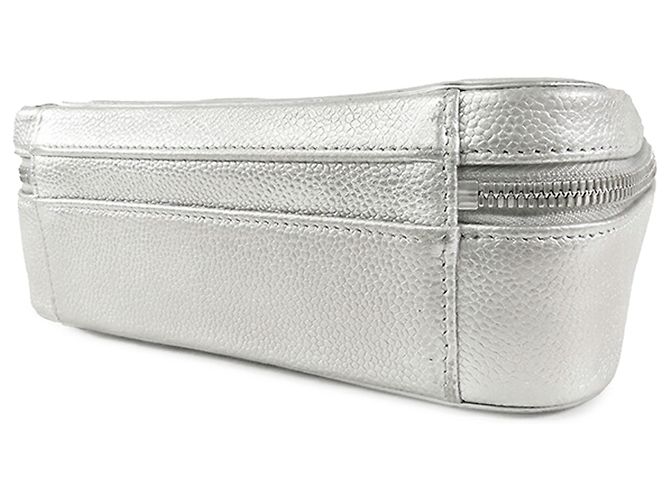 Vanity Beauty Case Chanel Silver Medium Caviar CC Filigree Argento - vista 3