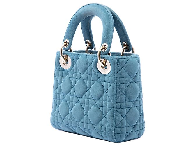 Lady Dior Mini aus blauem Samt Cannage - Ansicht 2
