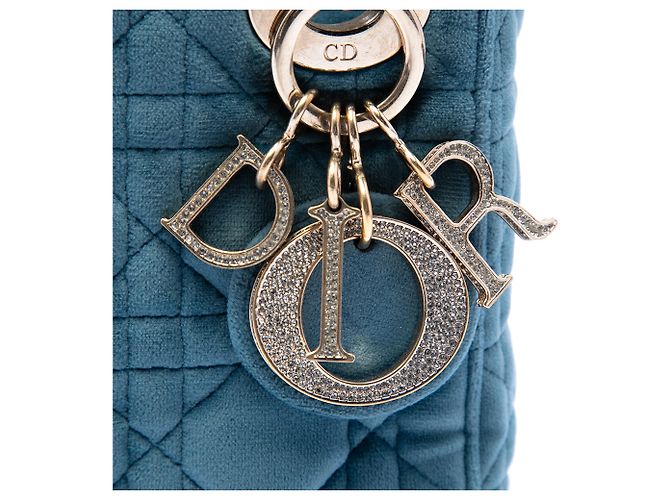 Lady Dior Mini aus blauem Samt Cannage - Ansicht 5