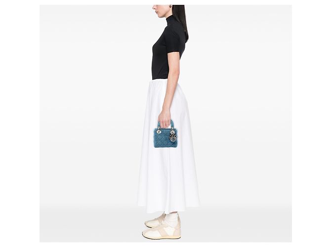 Lady Dior Mini aus blauem Samt Cannage - Ansicht 6