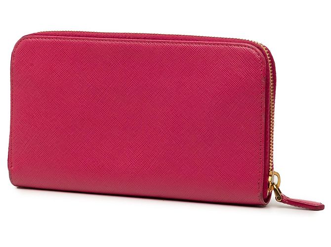 Prada Pink Saffiano Zip Around Long Wallet - view 2