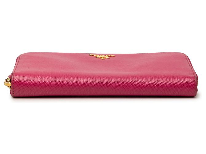 Prada Pink Saffiano Zip Around Long Wallet - view 3