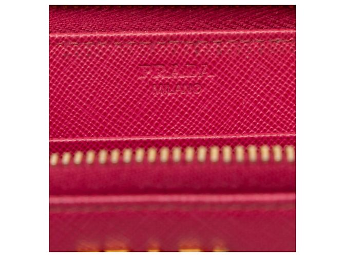Prada Pink Saffiano Zip Around Long Wallet - view 5