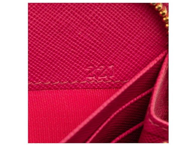 Prada Pink Saffiano Zip Around Long Wallet - view 6
