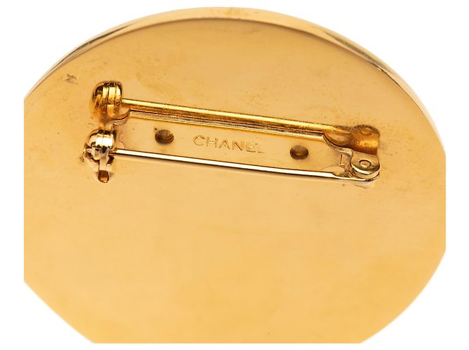 Spilla rotonda Chanel Gold Gold Plated Enamel Coco Star Logo D'oro - vista 3