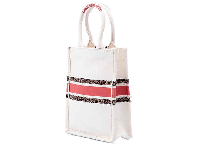 Book Tote Tote verticale Fleurs Bibliques in tela ricamata marrone Dior Beige - vista 2