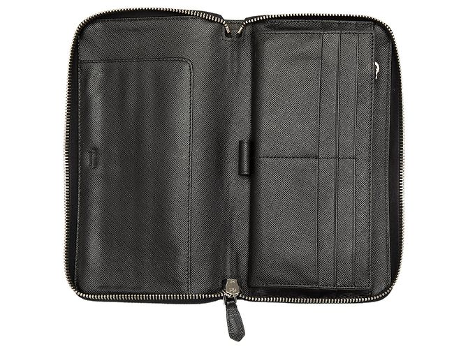 Portafoglio da viaggio con zip Prada Black Saffiano Nero - vista 4