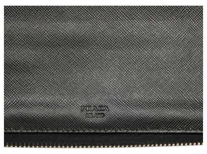 Portafoglio da viaggio con zip Prada Black Saffiano Nero - vista 6
