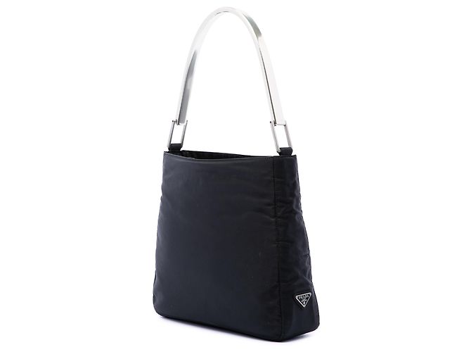 Borsa Prada Black Tessuto con manico in metallo Nero - vista 2