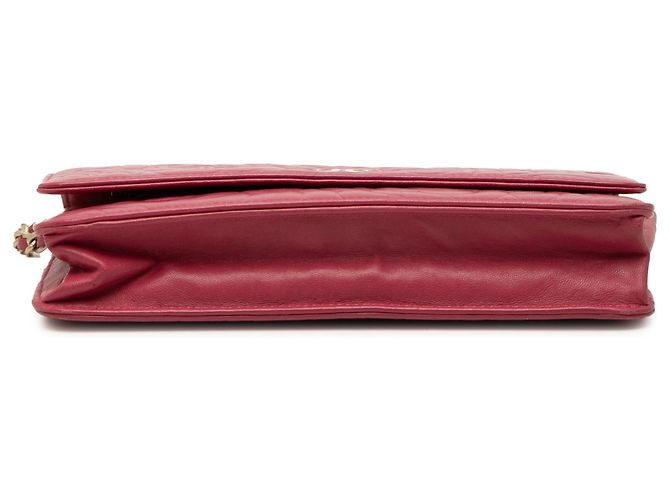 Wallet On Chain Portafoglio con catena Chanel in agnello con stampa CC rosa e camelia - vista 3