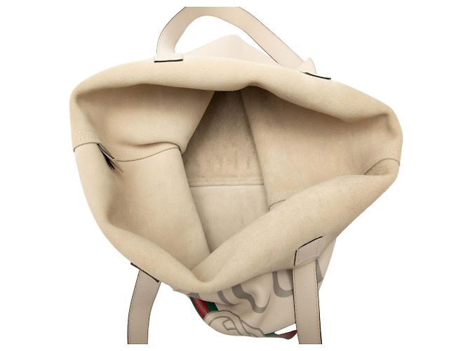 Tote Gucci in pelle di vitello marrone con logo Beige - vista 4