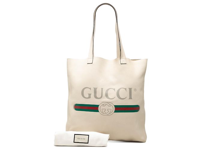 Tote Gucci in pelle di vitello marrone con logo Beige - vista 8