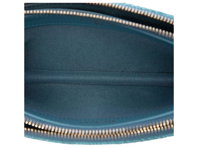 Clutch Chanel Blue Raffia Deauville Double Zip con Catena Blu chiaro - vista 4