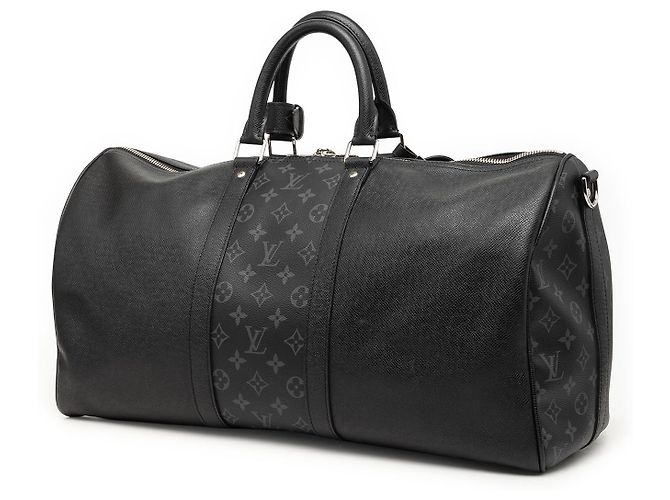 Louis Vuitton Keepall Bandouliere 50 in pelle Taiga nera Nero - vista 2