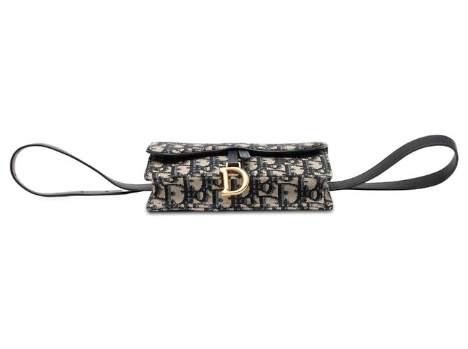 Dior Saddle Gürteltasche aus Blue Oblique Canvas Blau Marineblau - Ansicht 3