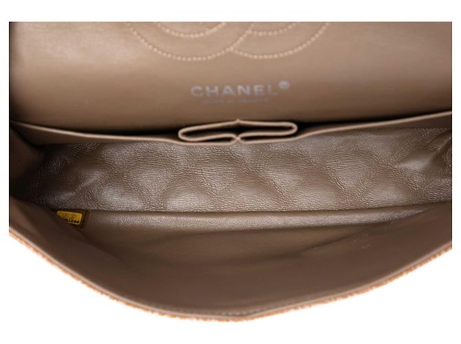 Chanel Brown Medium Classic Crinkled Patent Double Flap Marrone Marrone chiaro - vista 5