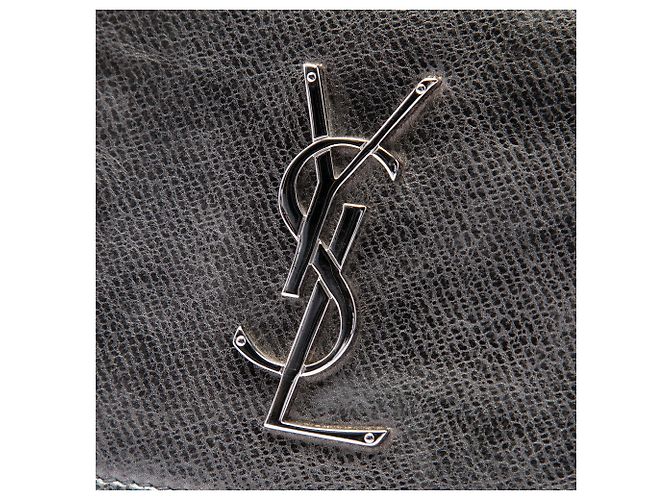 Saint Laurent Umhängetasche Monogram Sunset aus silberfarbenem Metallic-Kalbsleder, Größe Medium - Ansicht 5