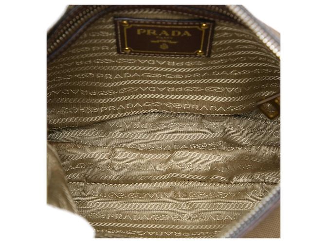 Borsa a tracolla Prada in tela beige Canapa con logo - vista 4
