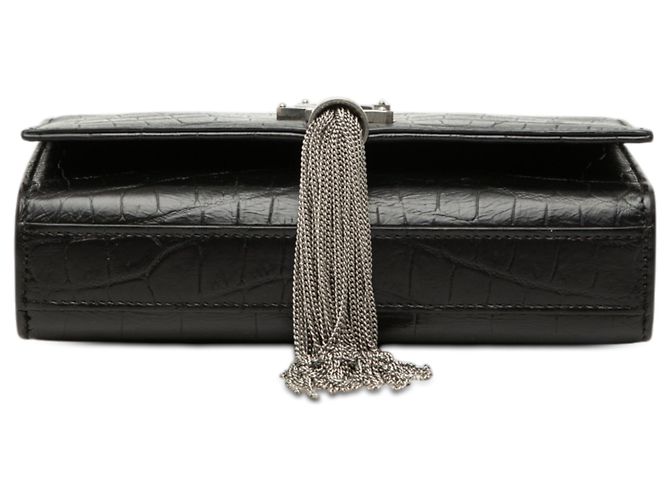 Borsa a tracolla Kate con nappa con stampa coccodrillo nera Saint Laurent Small Nero - vista 3