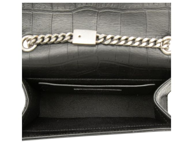 Borsa a tracolla Kate con nappa con stampa coccodrillo nera Saint Laurent Small Nero - vista 4