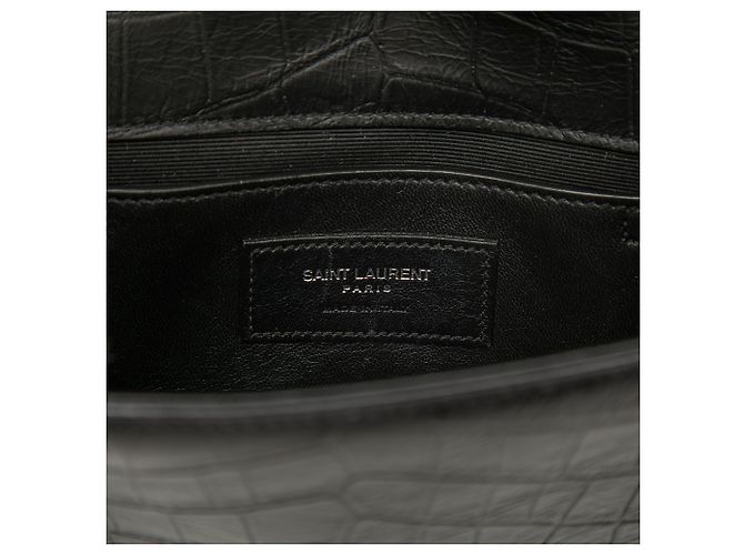Borsa a tracolla Kate con nappa con stampa coccodrillo nera Saint Laurent Small Nero - vista 5