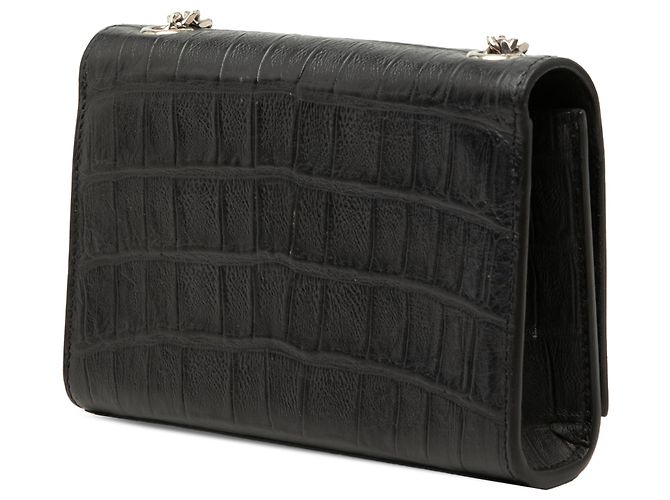 Borsa a tracolla Kate con nappa con stampa coccodrillo nera Saint Laurent Small Nero - vista 2