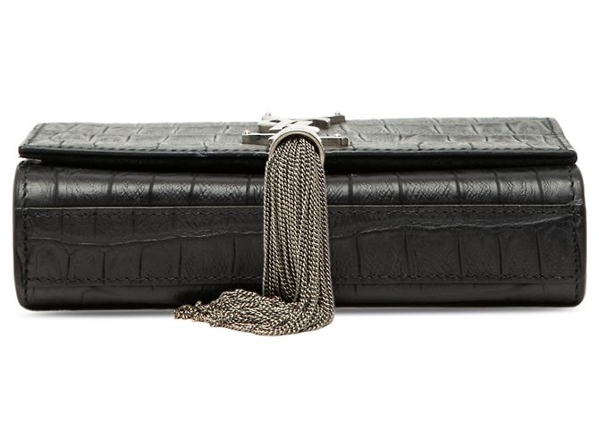 Borsa a tracolla Kate con nappa con stampa coccodrillo nera Saint Laurent Small Nero - vista 3