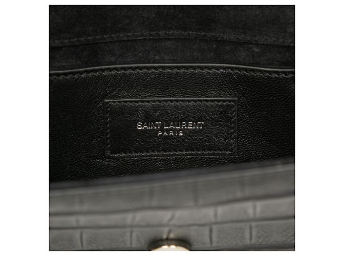 Borsa a tracolla Kate con nappa con stampa coccodrillo nera Saint Laurent Small Nero - vista 5