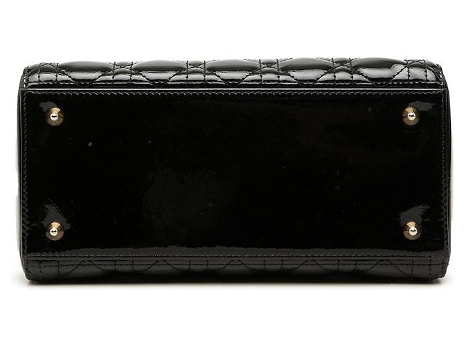 Dior Lady Dior Cannage nero medio in vernice - vista 3