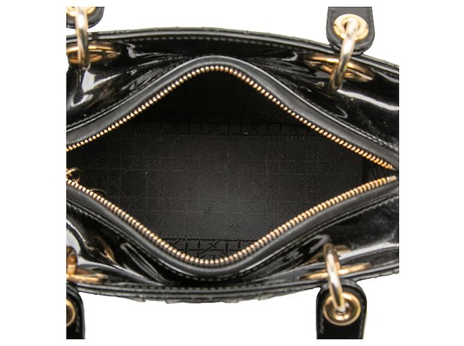 Dior Lady Dior Cannage nero medio in vernice - vista 4