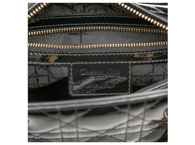 Dior Lady Dior Cannage nero medio in vernice - vista 5