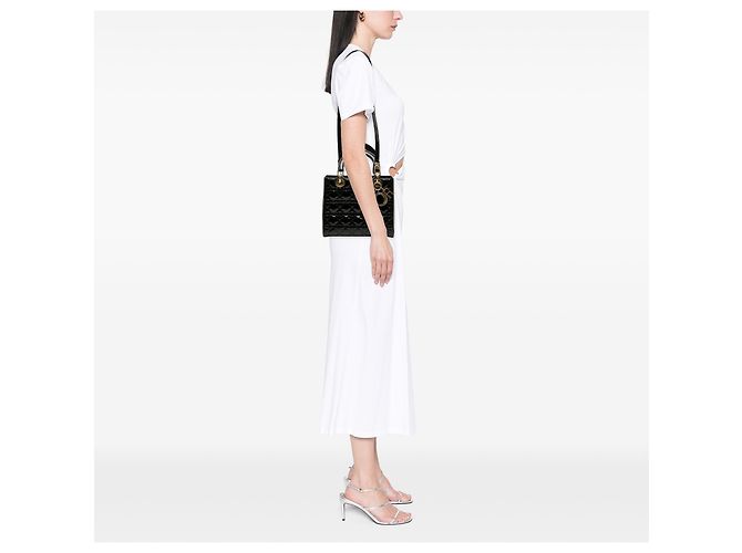 Dior Lady Dior Cannage nero medio in vernice - vista 6