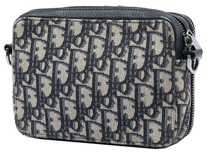 Oblique Pochette con zip in tela blu obliqua Dior con tracolla Blu navy - vista 2
