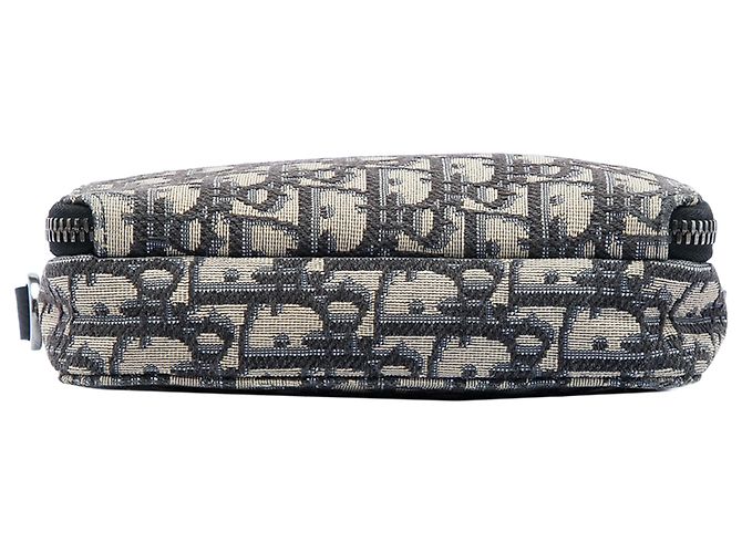 Oblique Pochette con zip in tela blu obliqua Dior con tracolla Blu navy - vista 3